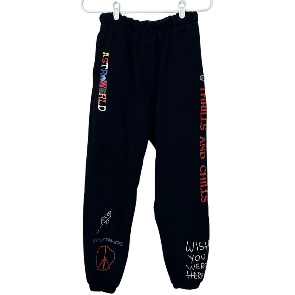Champion Astroworld Travis Scott Thrills‎ and Chills Sweatpants Size S Black